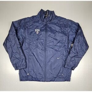 Nike USA Jacket Mens Large.‎ Championship Team Parka VTG Lined Blue Full-Zip